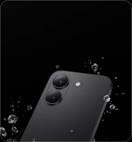 POCO X8 Pro rear camera close-up with water droplets