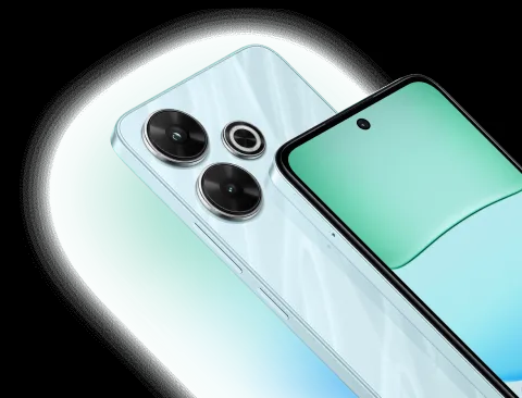 Redmi 13 in Ocean Blue, camera and display detail