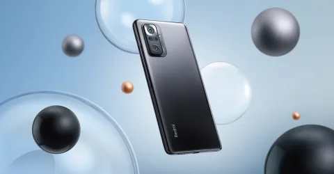 Redmi Note 10 Pro in Onyx Gray, back view