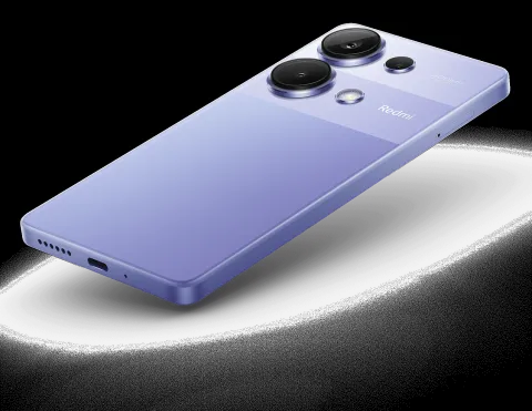 Redmi Note 13 Pro in Lavender Purple, back view