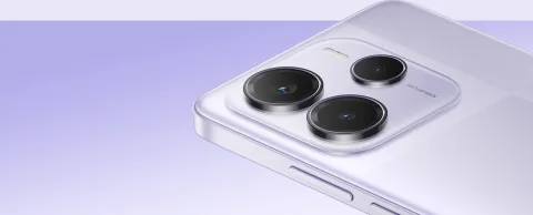 Redmi Note 14 5G in Lavender Purple, camera module detail