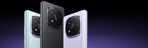 Redmi Note 14 Pro+ 5G in Frost Blue, Lavender Purple and Midnight Black, camera detail lineup
