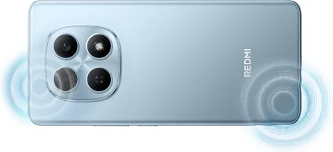 Redmi Note 15 in Glacier Blue, back view
