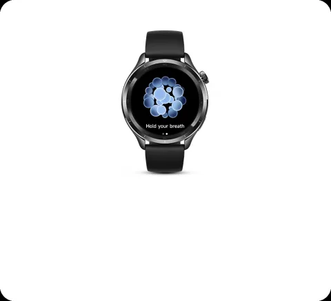 Xiaomi Watch S4 in Black, front view with black fluororubber strap