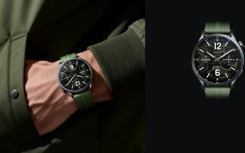Xiaomi Watch S5 46mm in Jungle Green, worn on wrist and standalone