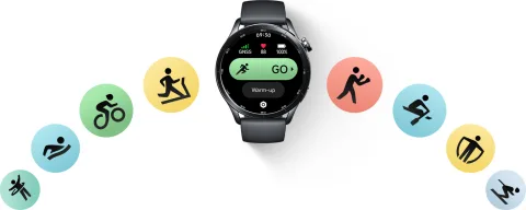 Cyclist wearing the Xiaomi Watch S5 46mm in Jungle Green on a bike handlebar